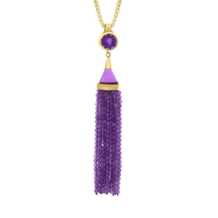 Gold Plated Sterling Silver Amethyst Cascade Tassel Necklace D - Option1 Value