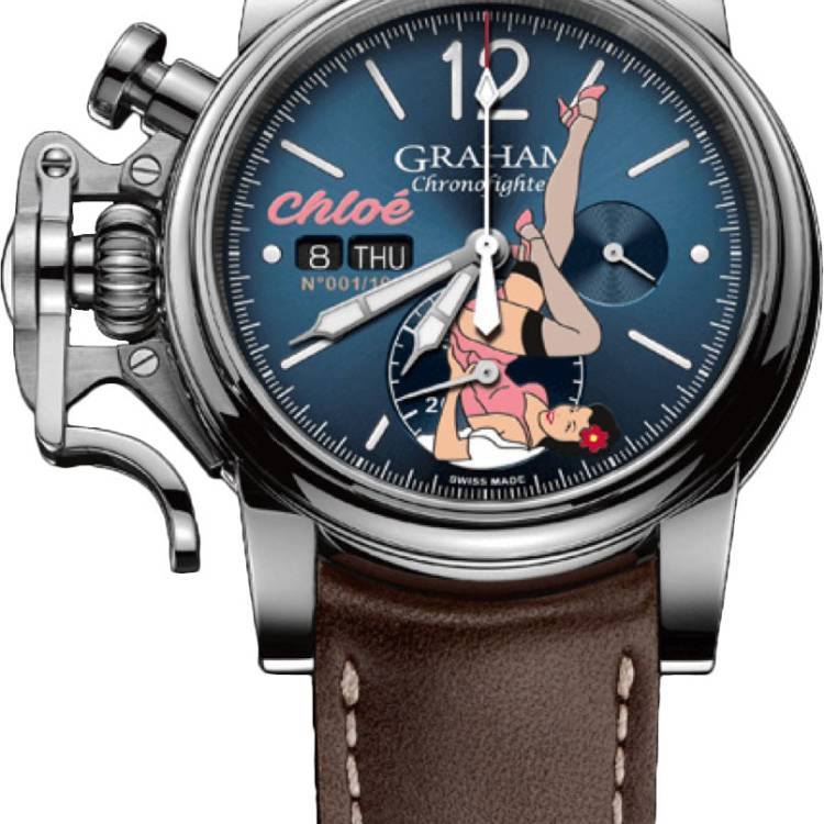 Graham Watch Chronofighter Vintage Nose Art Chloe Limited Edition - Blue