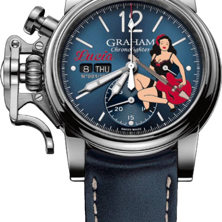 Graham Watch Chronofighter Vintage Nose Art Lucia Limited Edition - Blue
