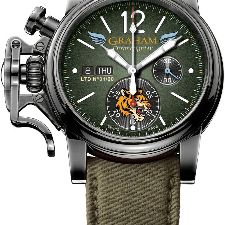 Graham Watch Chronofighter Vintage Aircraft Flying Tigers Limited Edition - Green