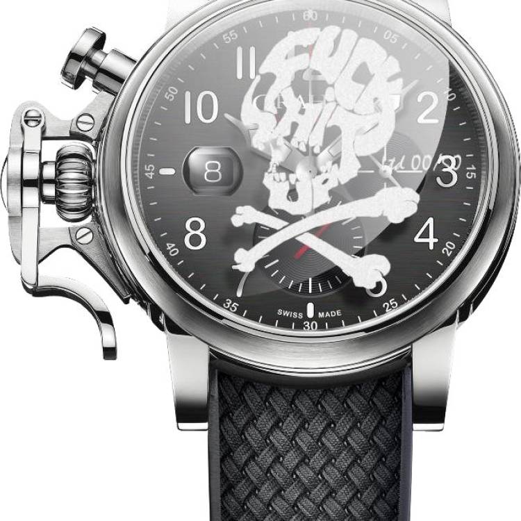 Graham Watch Chronofighter Grand Vintage Graffiti Skull Limited Edition - Black