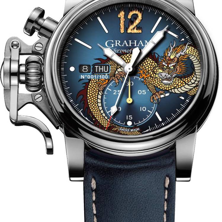 Graham Watch Chronofighter Vintage Noseart Dragon Limted Edition - Blue