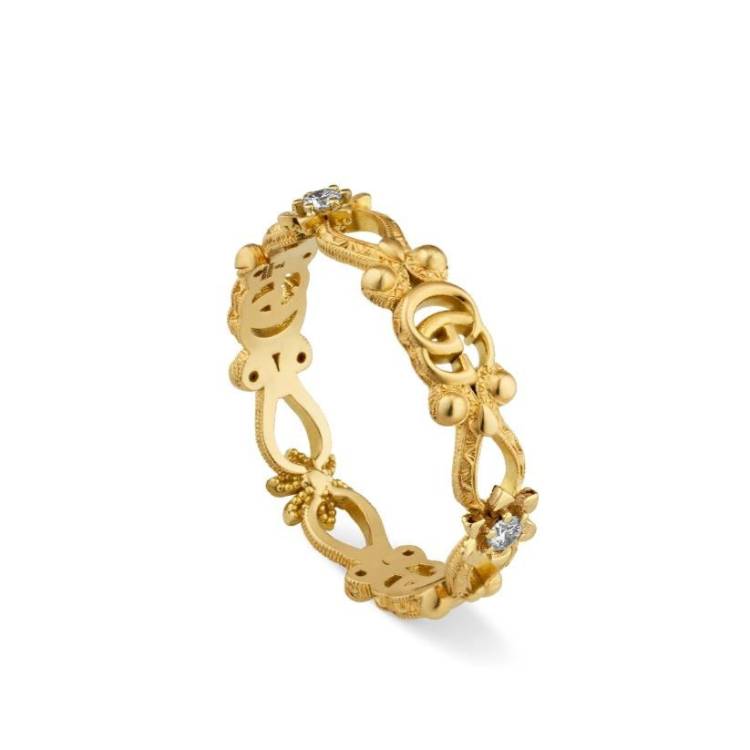 Gucci Flora 18ct Yellow Gold Diamond Ring D - P