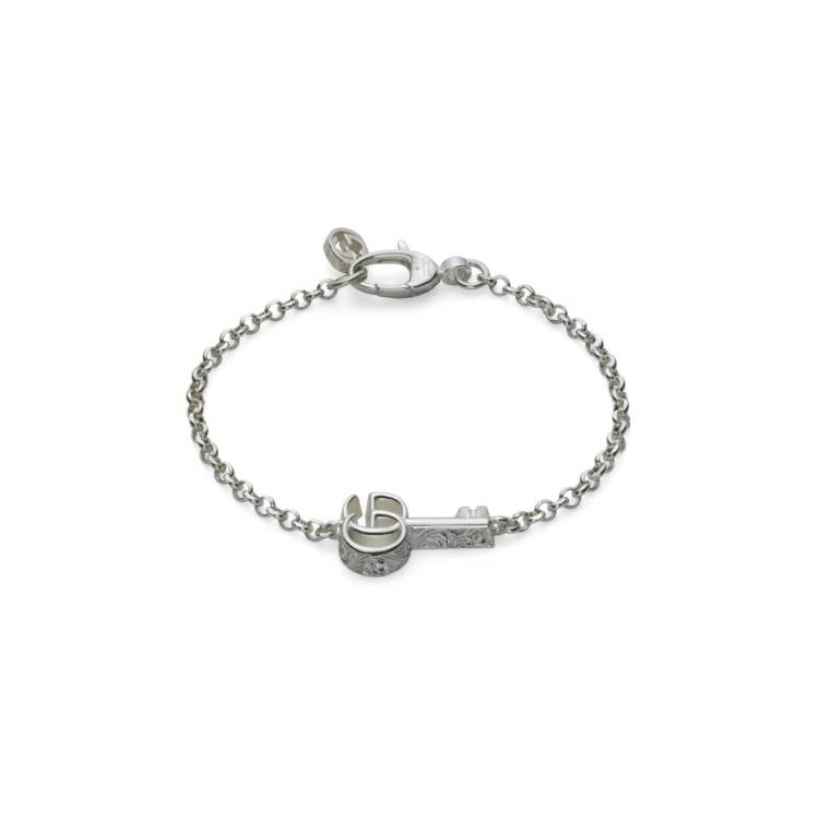 Gucci GG Marmont Sterling Silver Key Charm Bracelet - 18cm