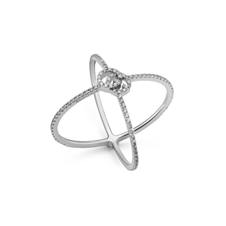 Gucci GG Running 18ct White Gold Diamond Ring D - I