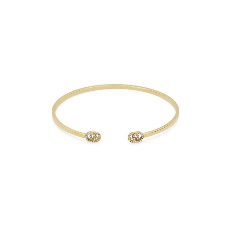 Gucci GG Running 18ct Yellow Gold Diamond Bangle - 16cm