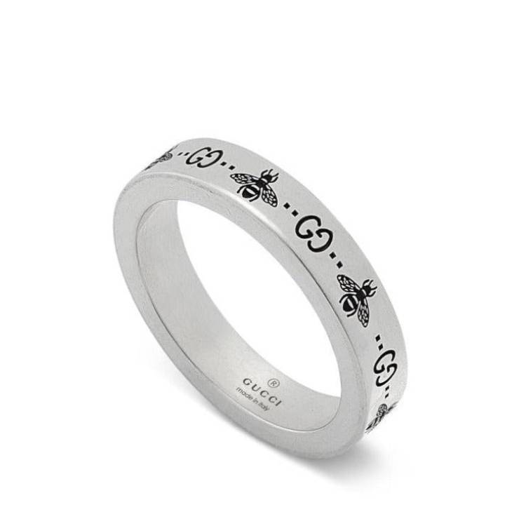 Gucci GG Sterling Silver Engraved Bee Ring D - Q.5