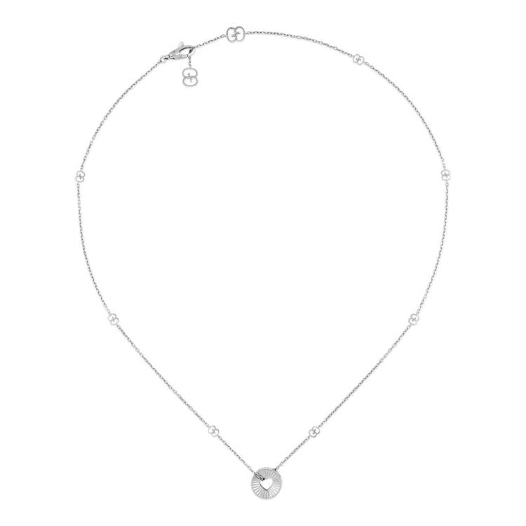 Gucci Icon 18ct White Gold Open Heart Chain Necklace - White Gold