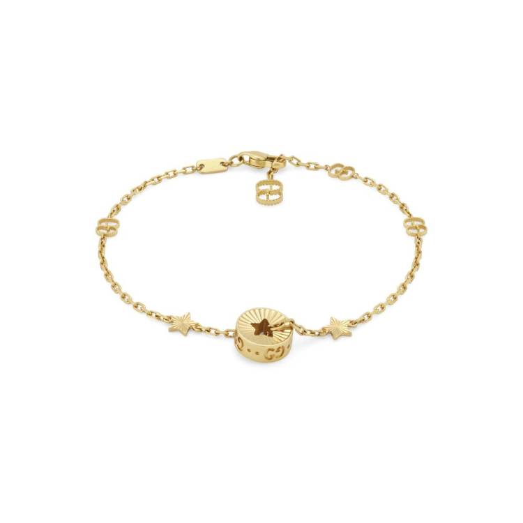 Gucci Icon 18ct Yellow Gold Open Heart Chain Bracelet - 18cm