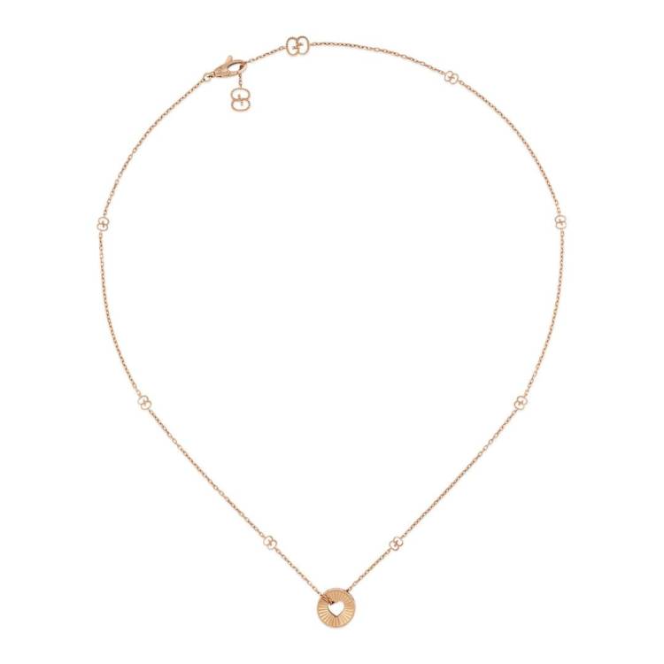 Gucci Icon 18ct Rose Gold Open Heart Chain Necklace - Rose Gold