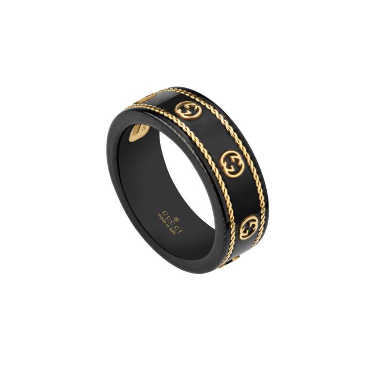 Gucci Icon 18ct Yellow Gold Interlocking G Band Ring - J
