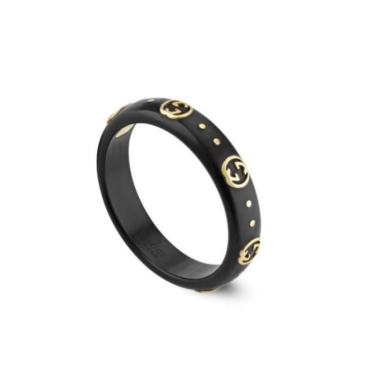 Gucci Icon 18ct Yellow Gold Interlocking G Band Ring D - Q