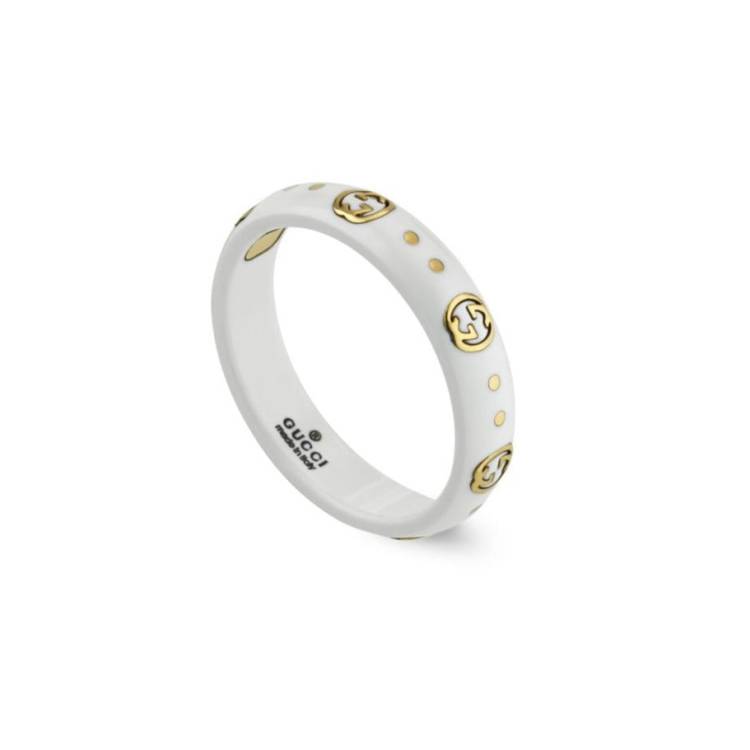 Gucci Icon 18ct Yellow Gold Interlocking G Band Ring D - N.5