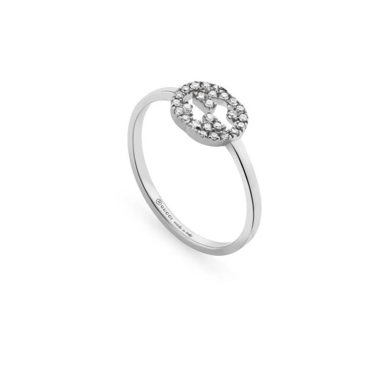 Gucci Interlocking 18ct White Gold 0.12ct Diamond Ring - P