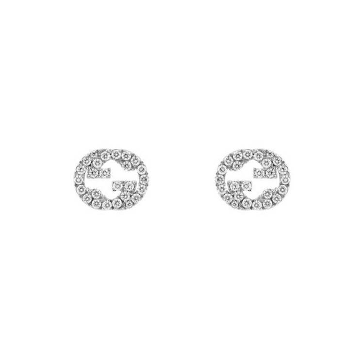 Gucci Interlocking 18ct White Gold 0.38ct Diamond Stud Earrings
