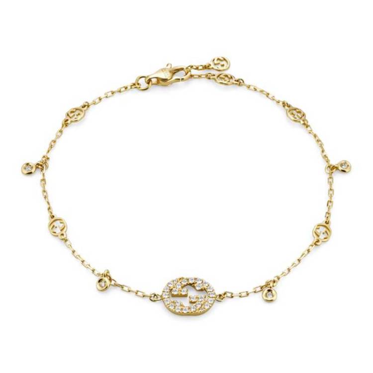 Gucci Interlocking 18ct Yellow Gold 0.20ct Diamond Bracelet
