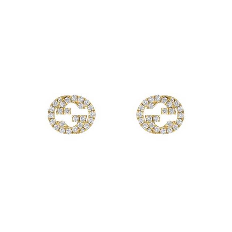 Gucci Interlocking 18ct Yellow Gold 0.38ct Diamond Stud Earrings