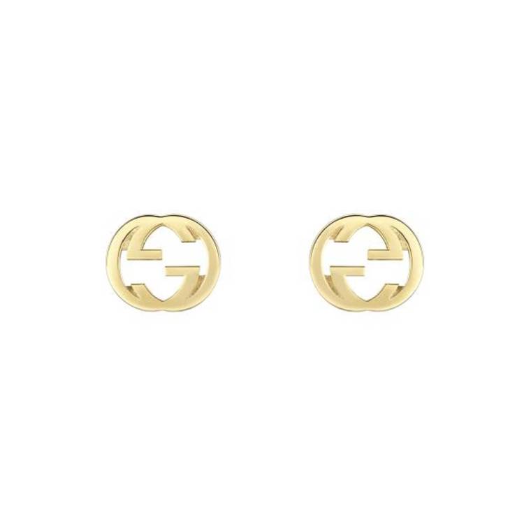 Gucci Interlocking 18ct Yellow Gold Stud Earrings