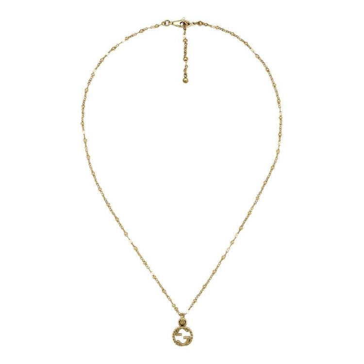 Gucci Interlocking Motif 18ct Yellow Gold Necklace D - Gold