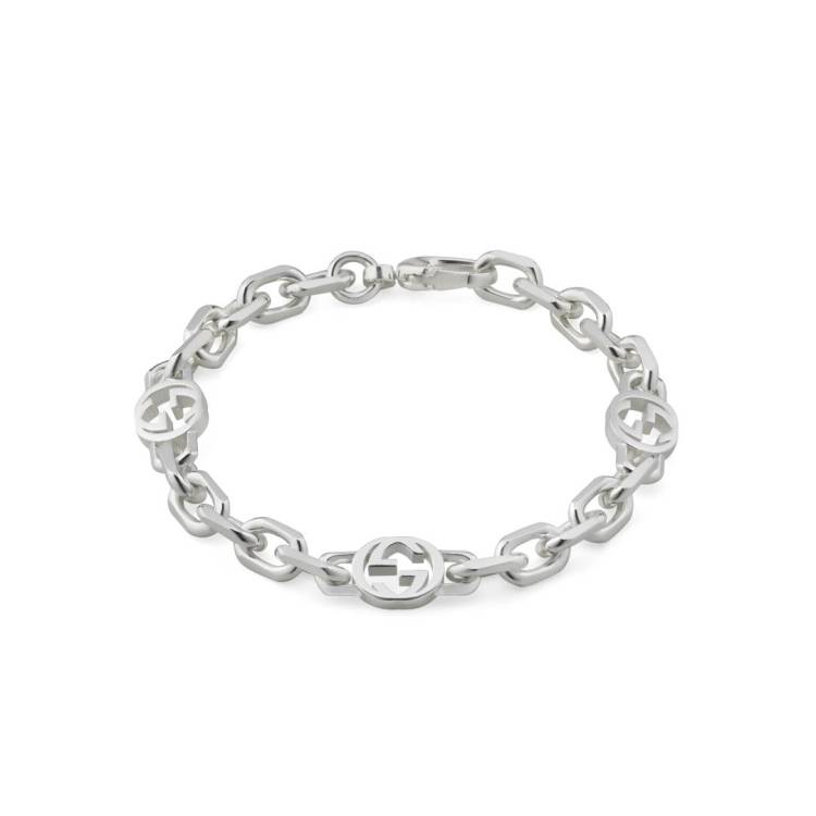 Gucci Interlocking Motif Sterling Silver Bracelet - 20cm