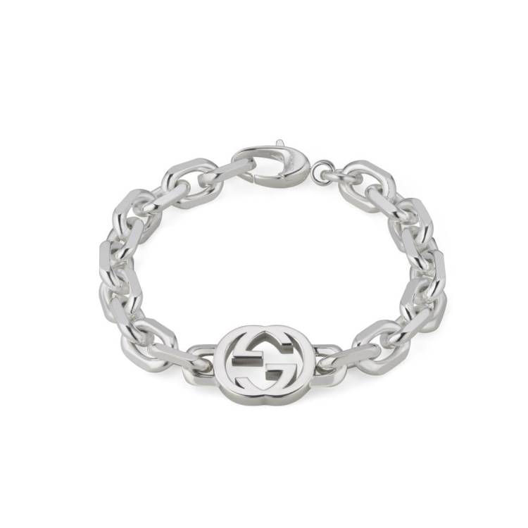 Gucci Interlocking Motif Sterling Silver Bracelet - 19cm