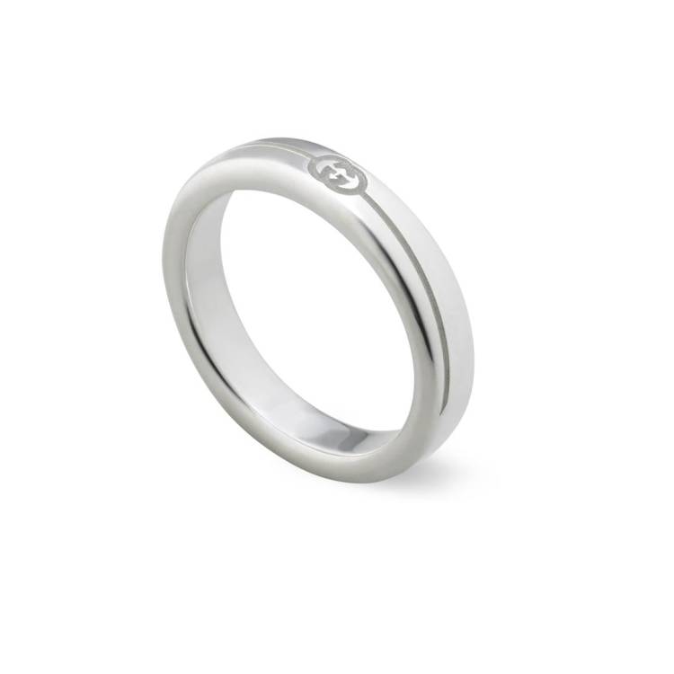 Gucci Interlocking Sterling Silver 4mm Ring - U.5