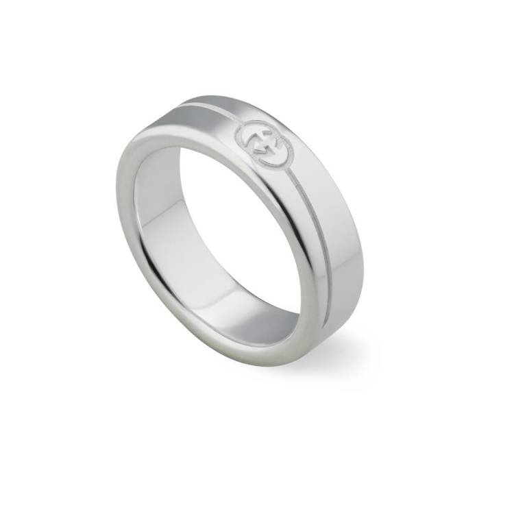 Gucci Interlocking Sterling Silver 6mm Ring - R