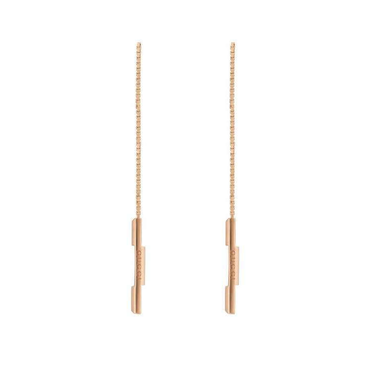 Gucci Link to Love 18ct Rose Gold Chain Earrings - Gold