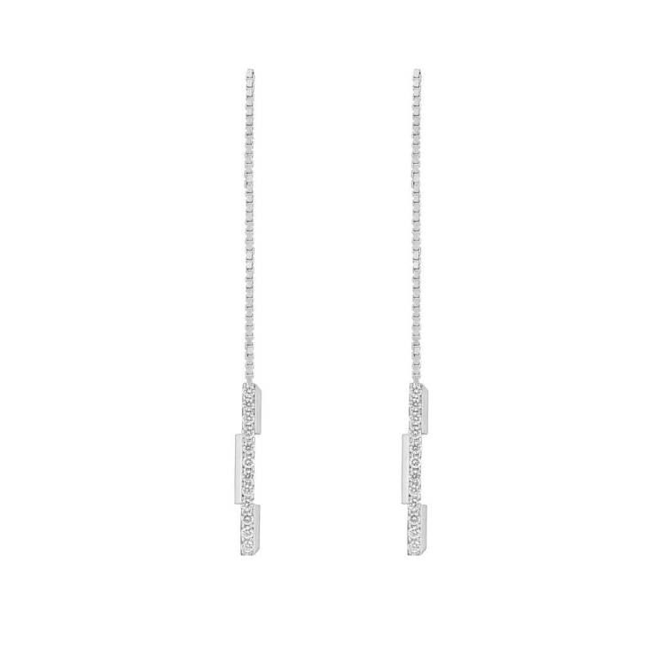 Gucci Link to Love 18ct White Gold Diamond Chain Earrings D - Gold