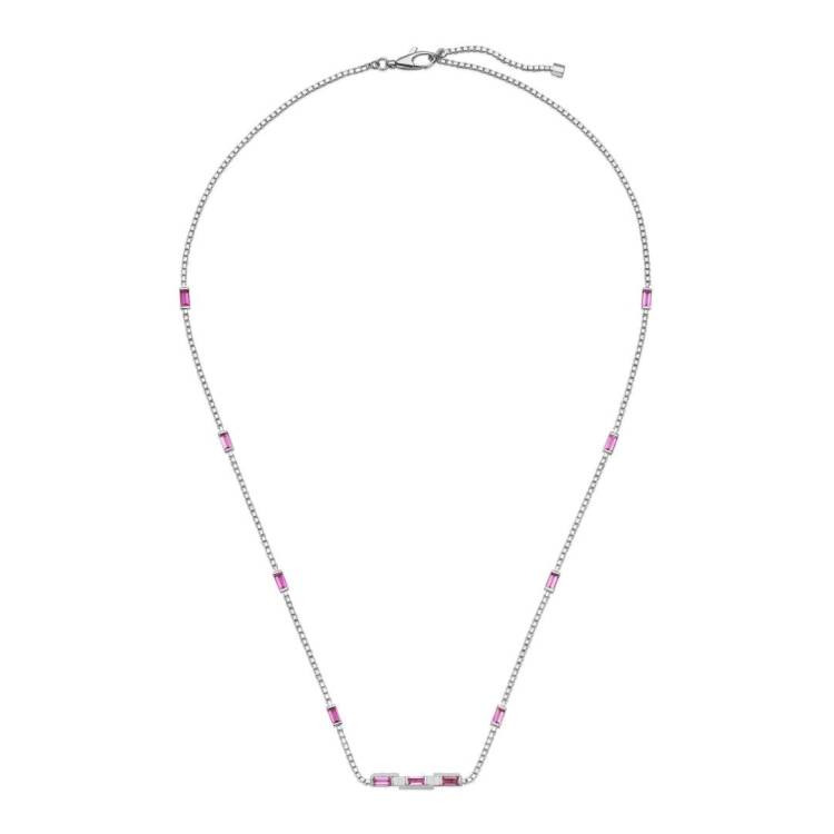 Gucci Link to Love 18ct White Gold Rubellite Baguette Necklace D - White Gold