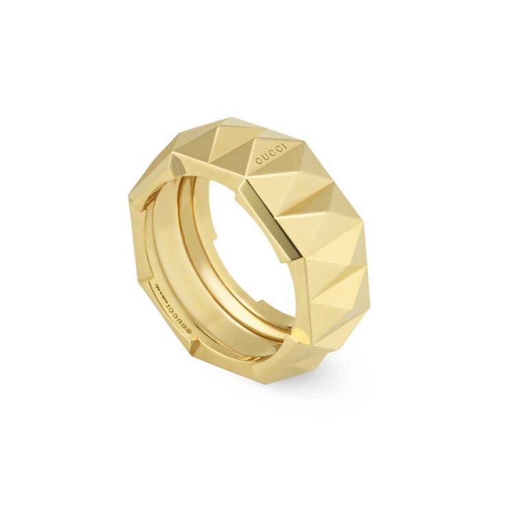 Gucci Link to Love 18ct Yellow Gold Studded 9mm Ring D - K.5