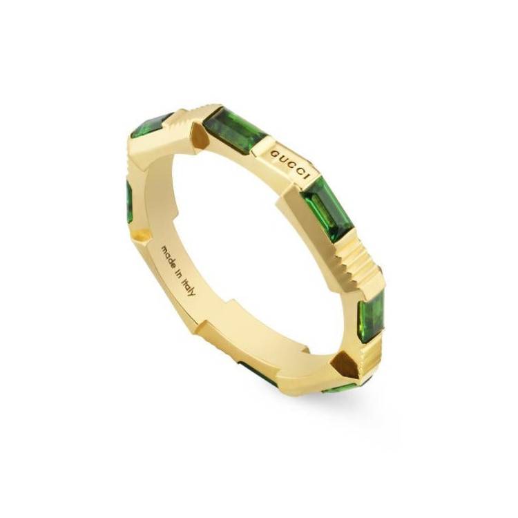 Gucci Link to Love 18ct Yellow Gold Tourmaline 2mm Ring - M.5