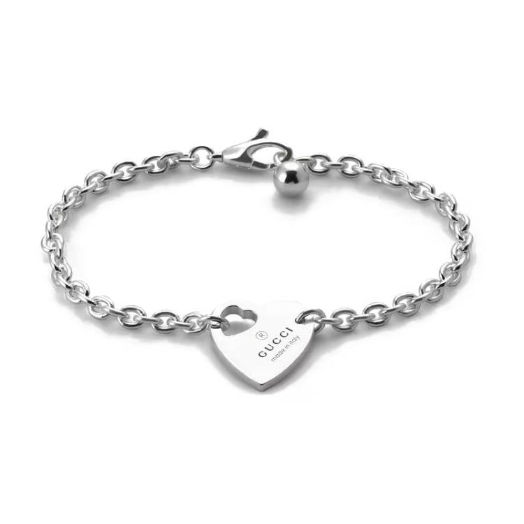 Gucci Trademark Sterling Silver Charm Bracelet - 18cm