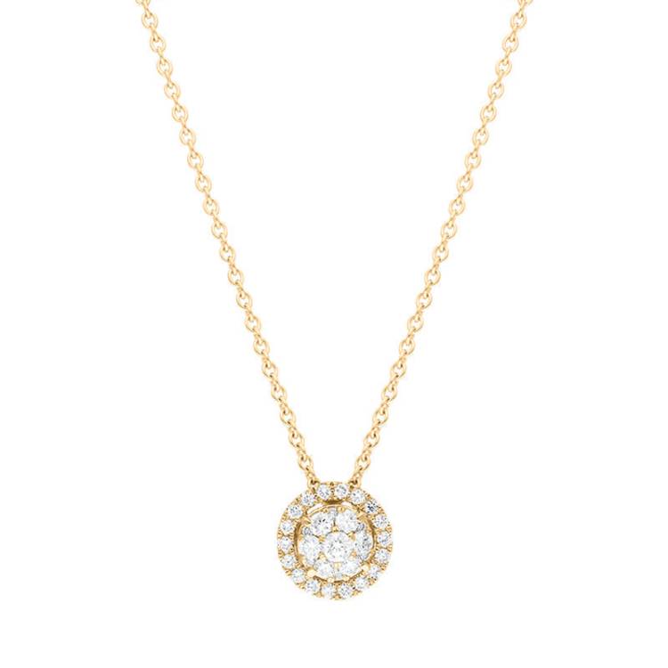Hans D Krieger 18ct Rose Gold 0.26ct Diamond Round Cluster Pendant - Gold