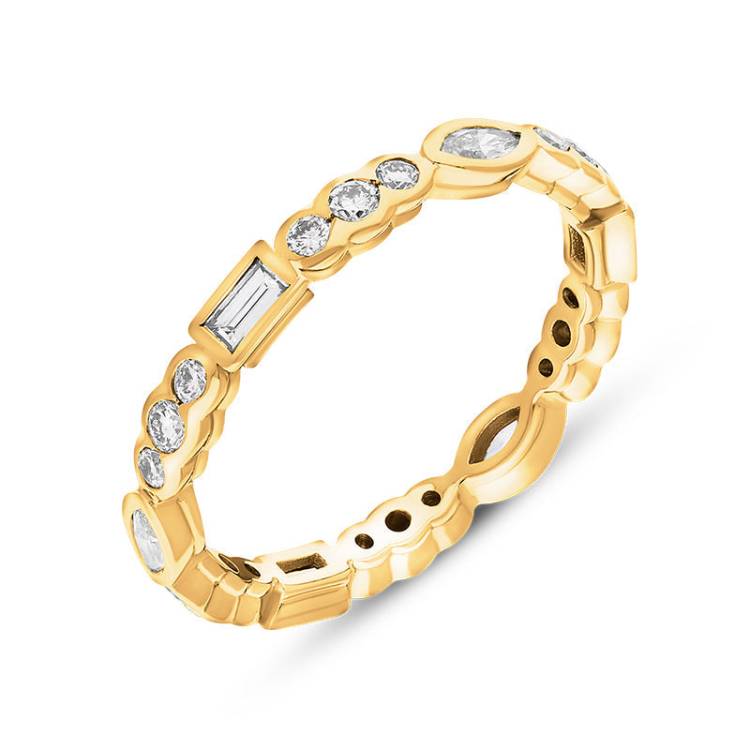 Hans D Krieger 18ct Rose Gold 0.87ct Diamond Mixed Cut Eternity Ring - Gold