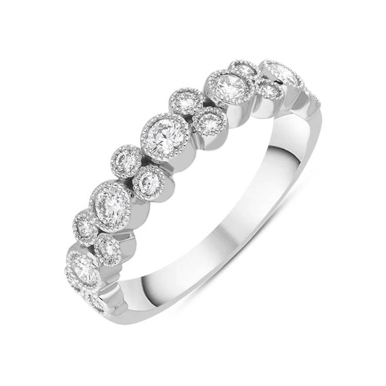 Hans D Krieger 18ct White Gold 0.58ct Diamond Bubble Band Ring - Gold