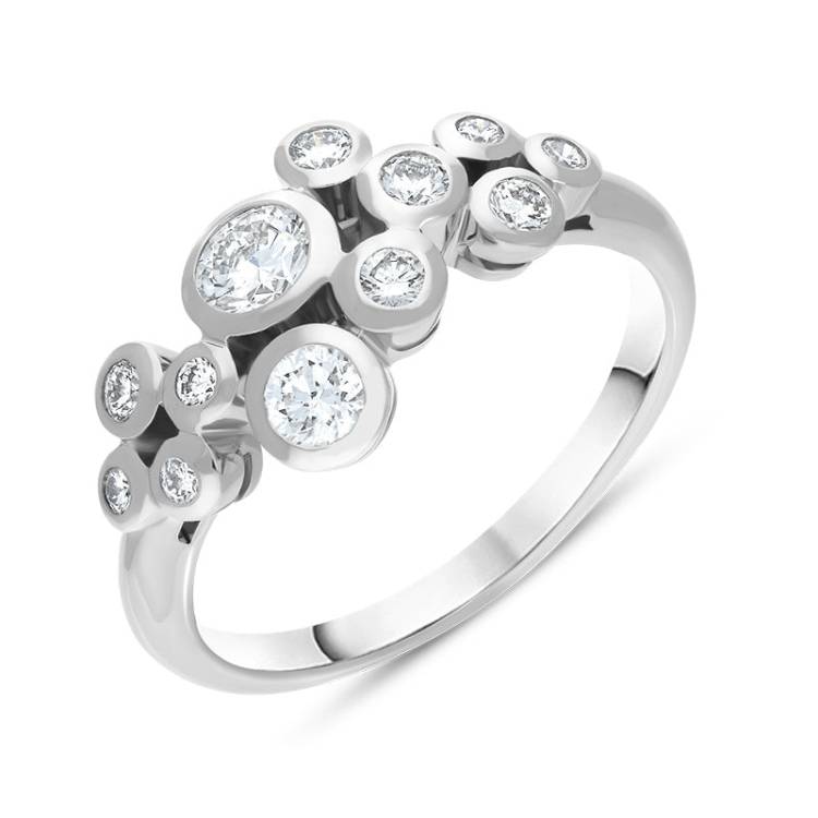 Hans D Krieger 18ct White Gold 0.66ct Diamond Bubble Ring - Gold