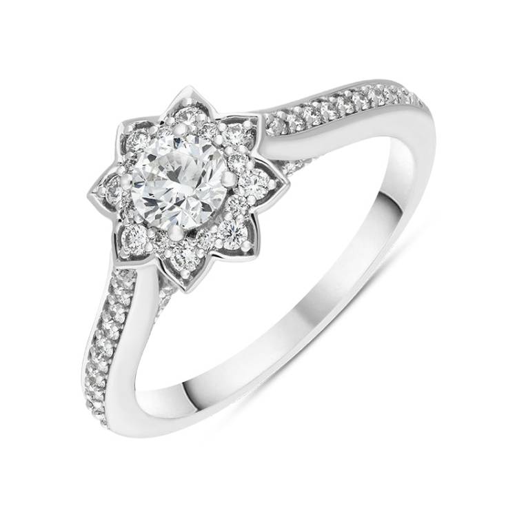 Hans D Krieger 18ct White Gold 0.76ct Diamond Flower Cluster Ring D - M.5