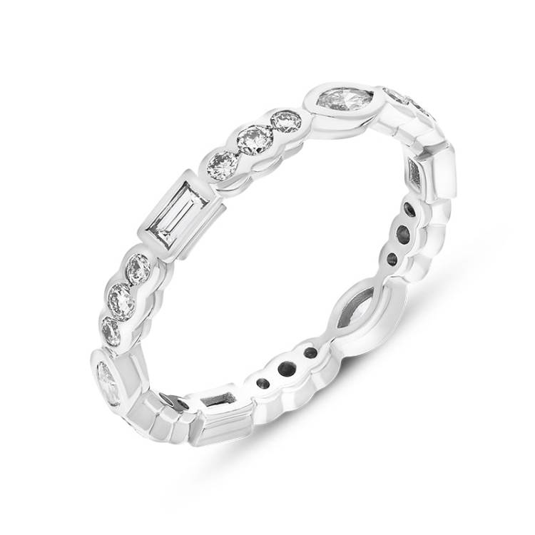 Hans D Krieger 18ct White Gold 0.87ct Diamond Mixed Cut Eternity Ring - Gold