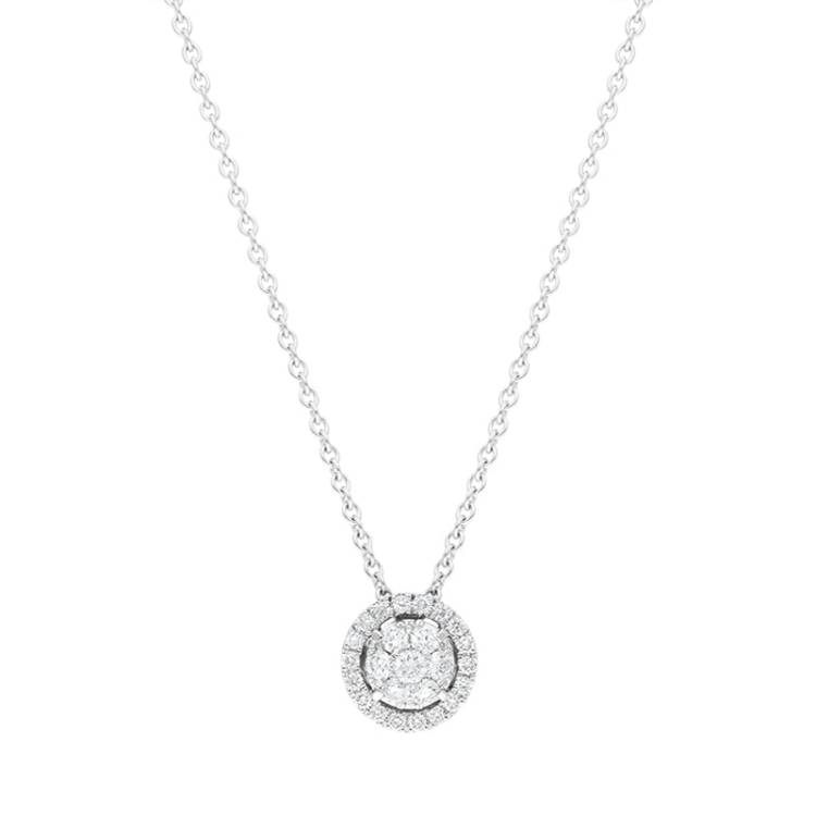 Hans D Krieger 18ct White Gold 0.26ct Diamond Round Cluster Pendant - Gold