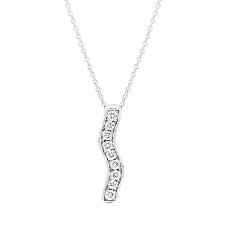 Hans D Krieger 18ct White Gold 0.42ct Diamond Wave Pendant - Gold
