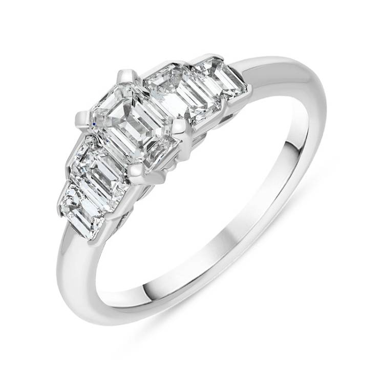 Hans D Krieger 18ct White Gold 1.62ct Diamond Emerald Cut Ring D - N