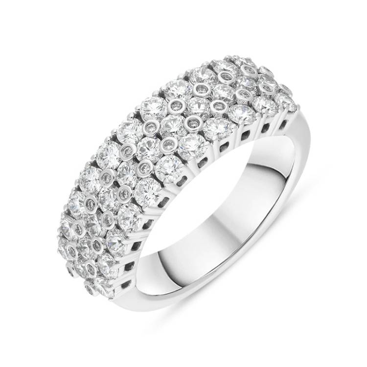 Hans D Krieger 18ct White Gold 1.72ct Diamond Three Row Eternity Ring D - M