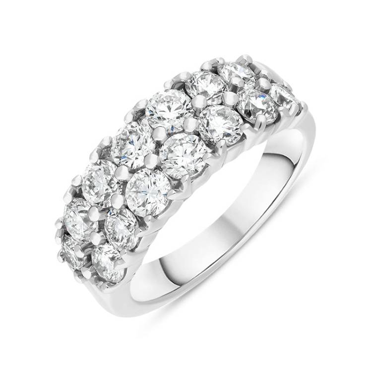 Hans D Krieger 18ct White Gold 2.02ct Diamond Two Row Eternity Ring D - L