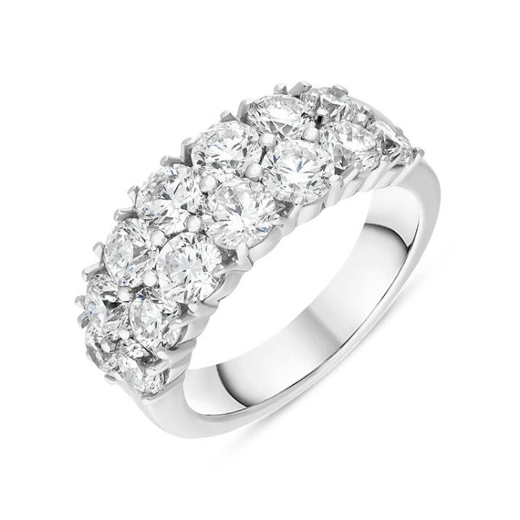 Hans D Krieger 18ct White Gold 3.33ct Diamond Two Row Eternity Ring D - N