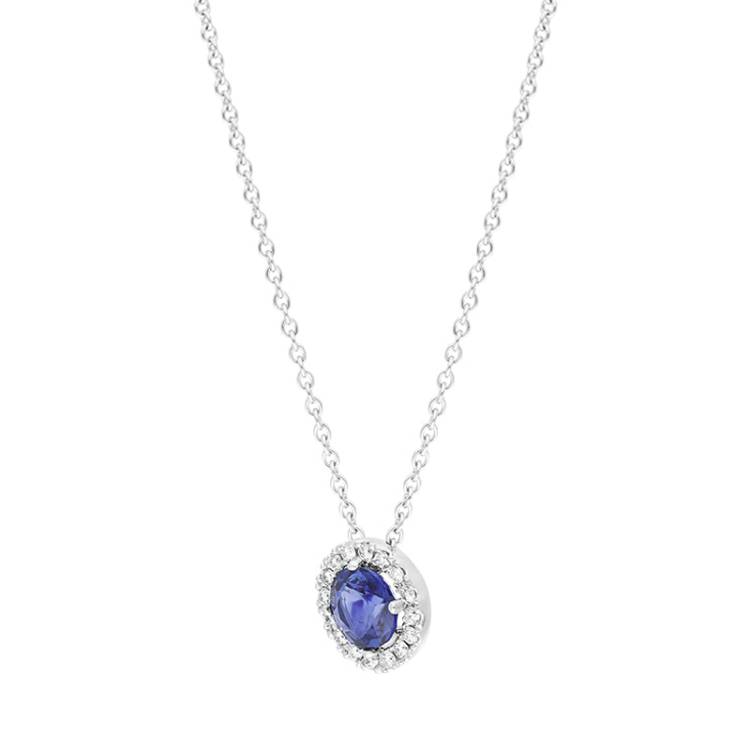Hans D Krieger 18ct White Gold Sapphire Diamond Round Cluster Pendant - Gold