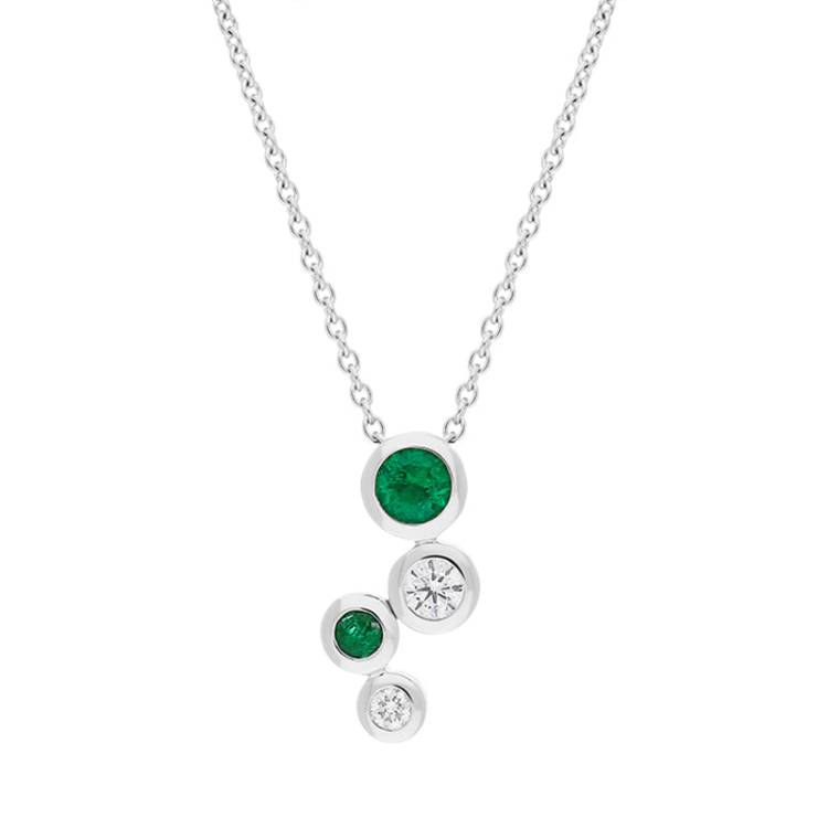 Hans D Krieger 18ct White Gold Emerald Diamond Graduated Bubble Pendant - Gold