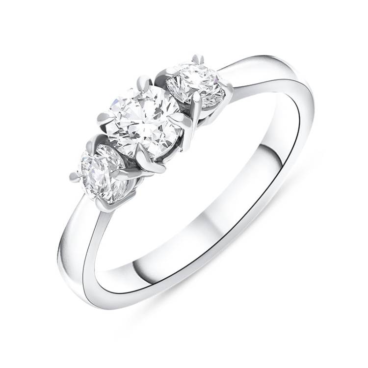 Hans D Krieger Platinum 0.98ct Diamond Three Stone Ring D - O