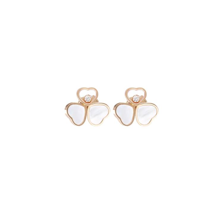 Chopard Happy Hearts Wings 18ct Rose Gold Mother Of Pearl Earrings