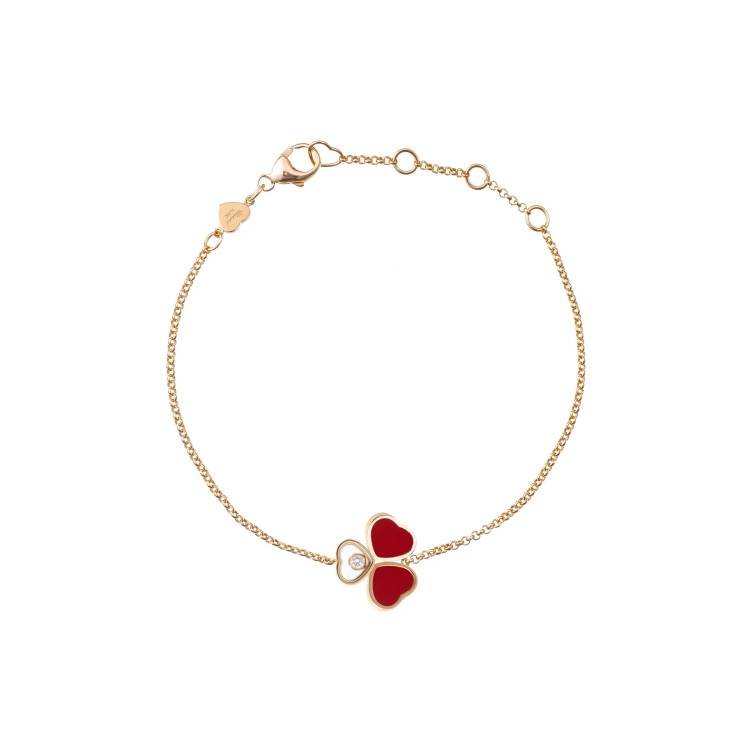 Chopard Happy Hearts Wings 18ct Rose Gold Red Stone Bracelet